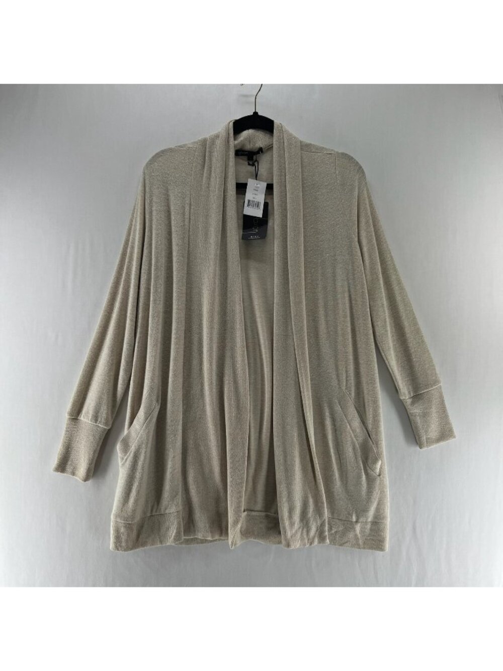 Gibson Open Front Cozy Cardigan Womens S Knit Pockets Long Sleeve Shawl Oatmeal